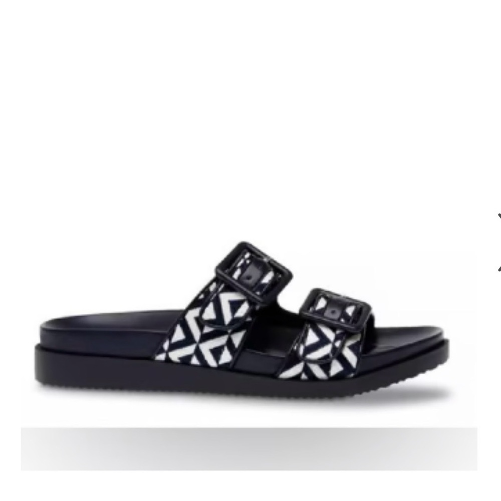 Steven New York Micah Navy Woven Diamond Slide Sandals Womens size 9.5